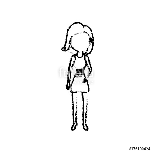 500x500 Figure Woman With Hairstyle Design And Clothes Stock Image