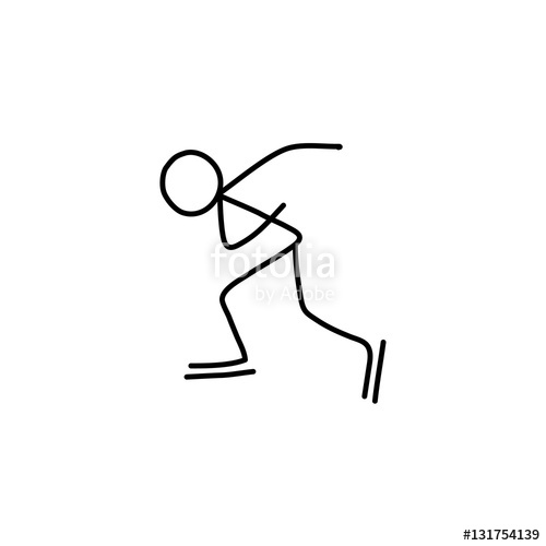 500x500 Stick Figure Skater Sketch Black And White Drawing Stock Image