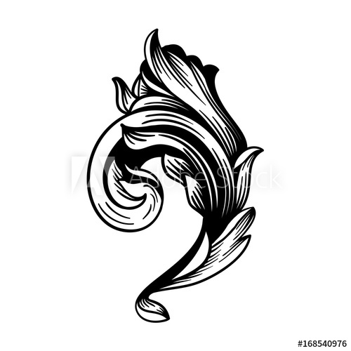 500x500 Vintage Baroque Victorian Scroll Swirl Acanthus Filigree Flourish