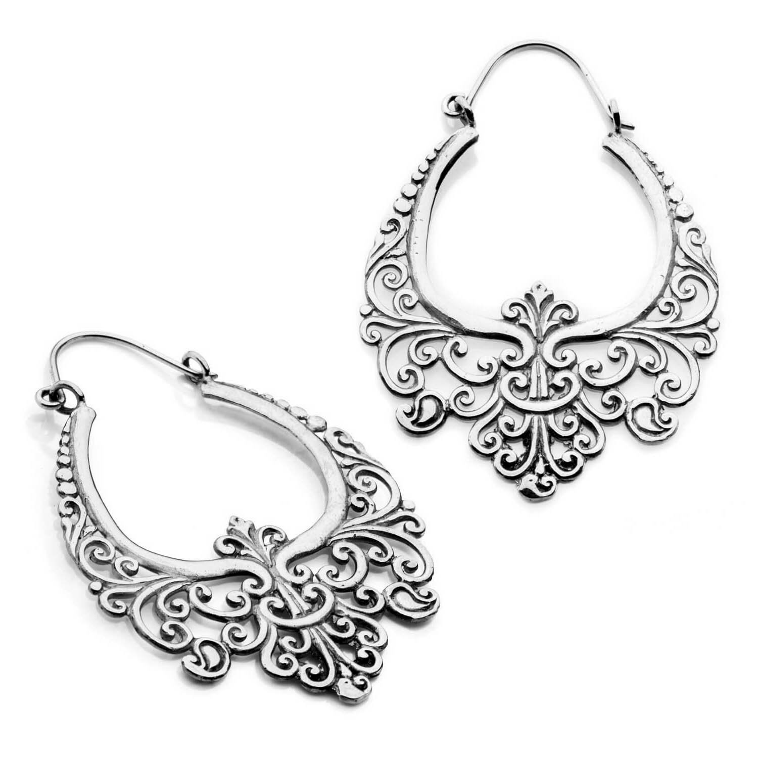 1500x1500 White Brass Filigree Inca Earrings