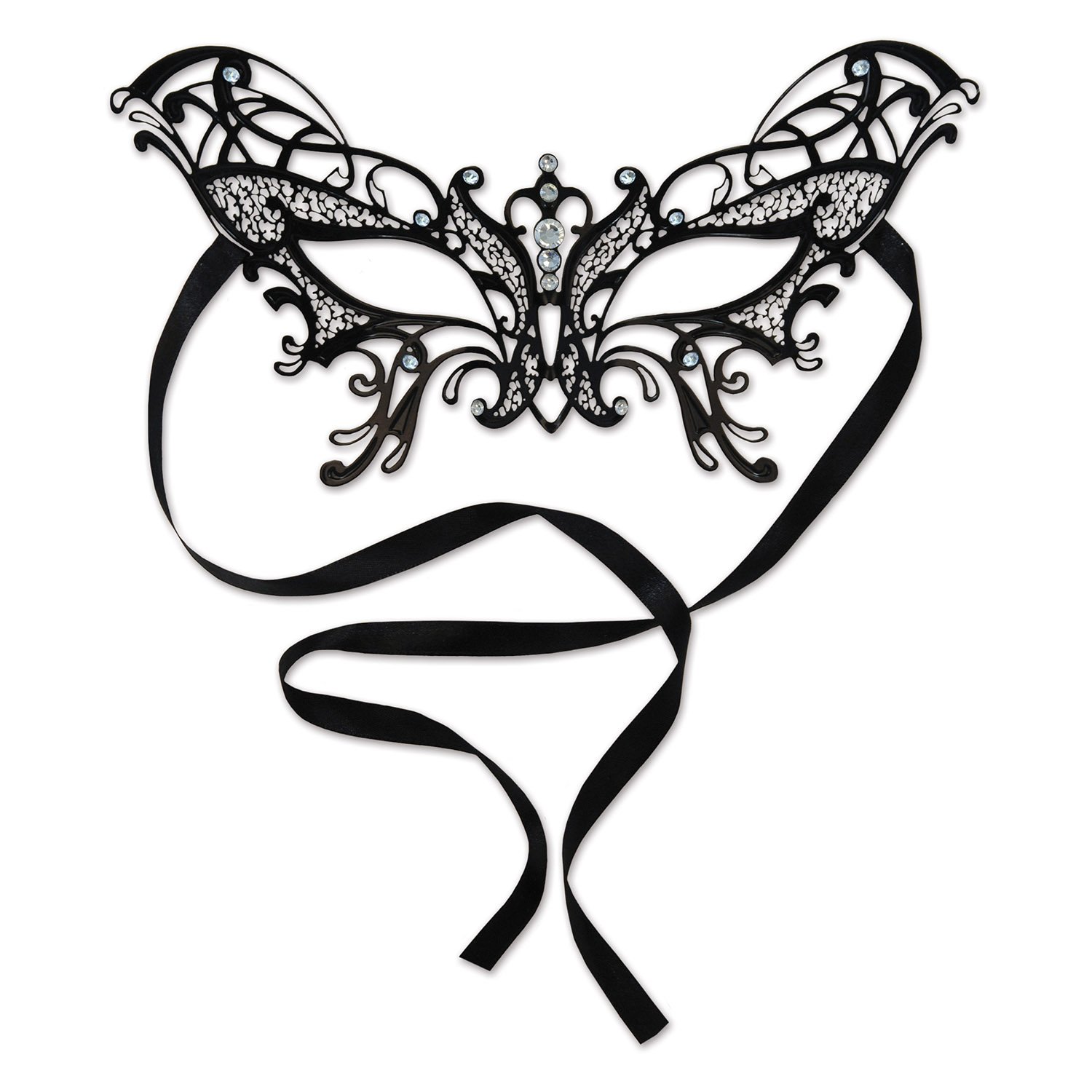 1500x1500 Beistle Metal Filigree Masquerade Mask, Silver And Black