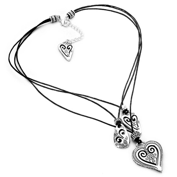 600x600 Women's Triple Strand Filigree Heart Fashion Jewelry Set