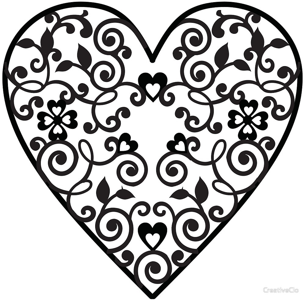 Filigree Heart Drawing Free download on ClipArtMag