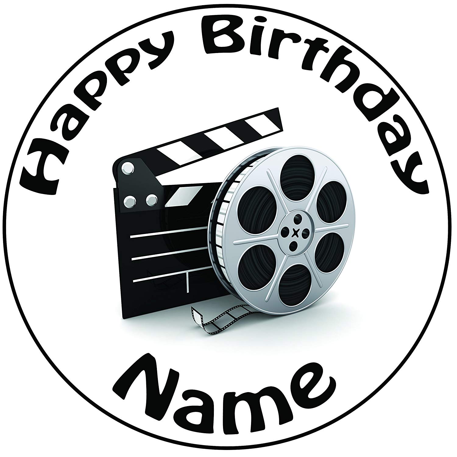 1500x1500 Personalised Movie Film Reel And Clapper Board Cake Topper