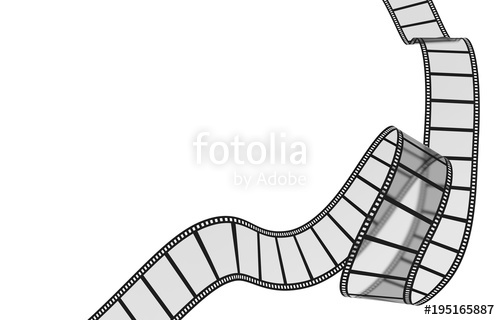 500x320 Camera Film Strip Waving Isolated On White Cinema Background