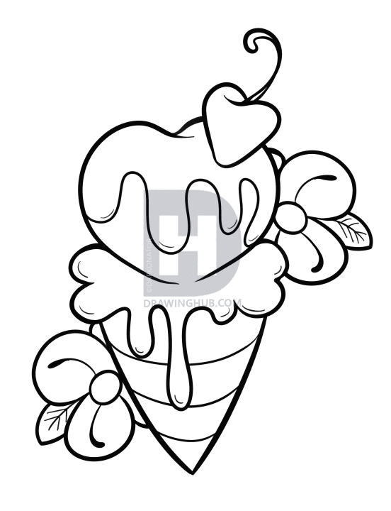 552x720 Drawing An Ice Cream Cone, Step