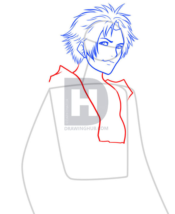 588x720 how to draw tidus, final fantasy, tidus, step