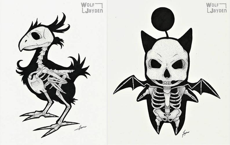 794x500 skeleton mooglechocobo original final fantasy video game etsy