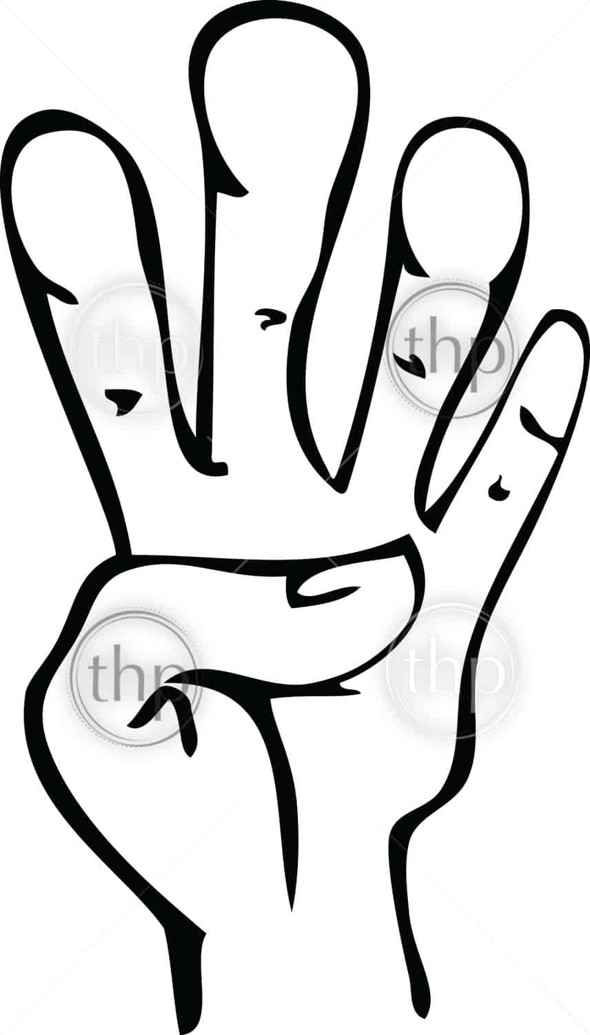 856x1500 Cartoon Vector Line Drawing Of Human Hand Showing Fingers Vector