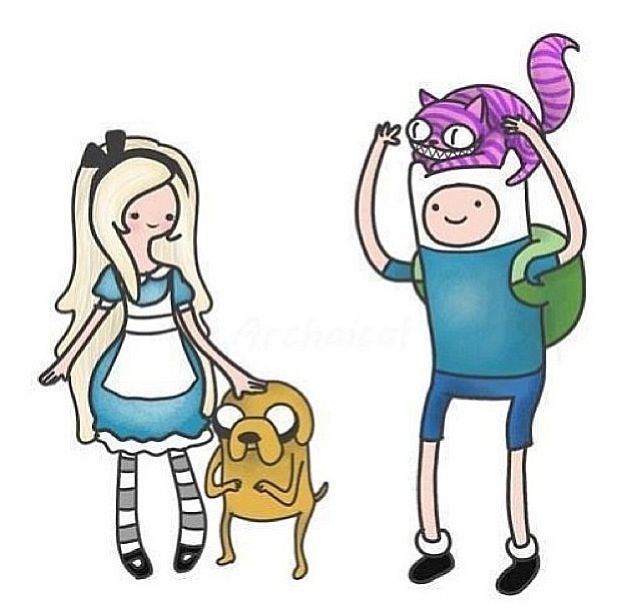 640x616 Alice In Wonderland And Adventure Time Mash Up Drawing! Disney
