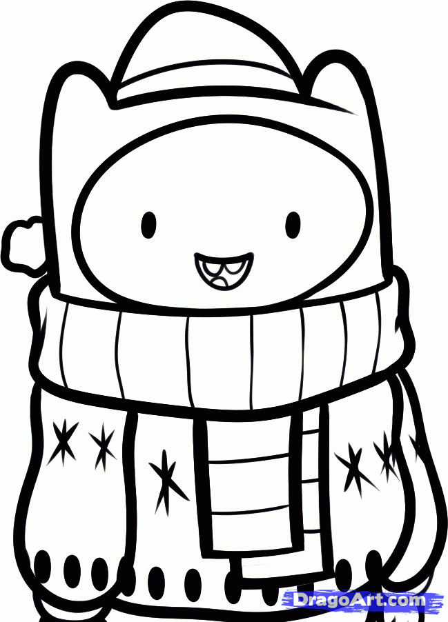 649x902 Draw Christmas Finn, Adventure Time, Step