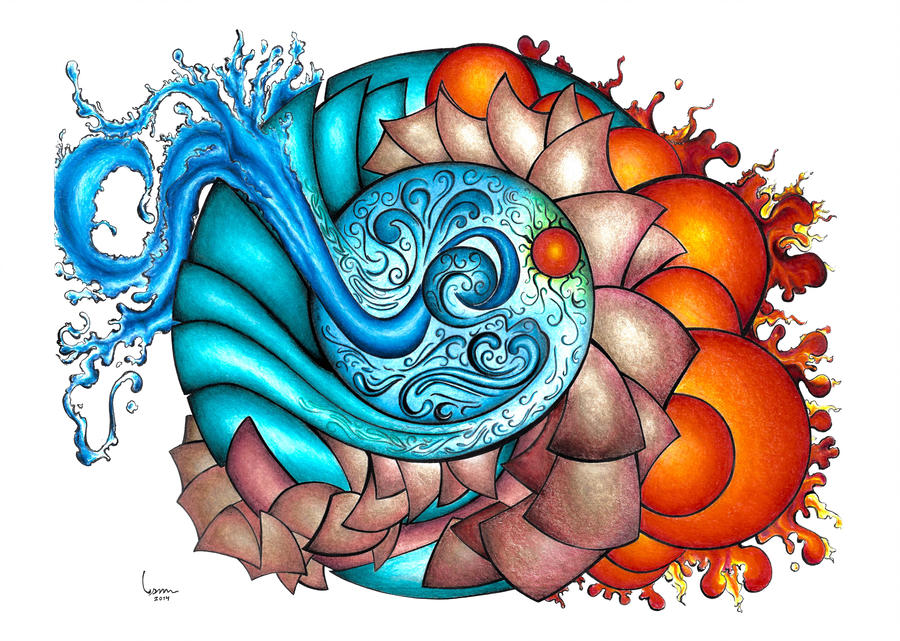 900x641 Earth, Wind, Water And Fire Four Elements Drawing