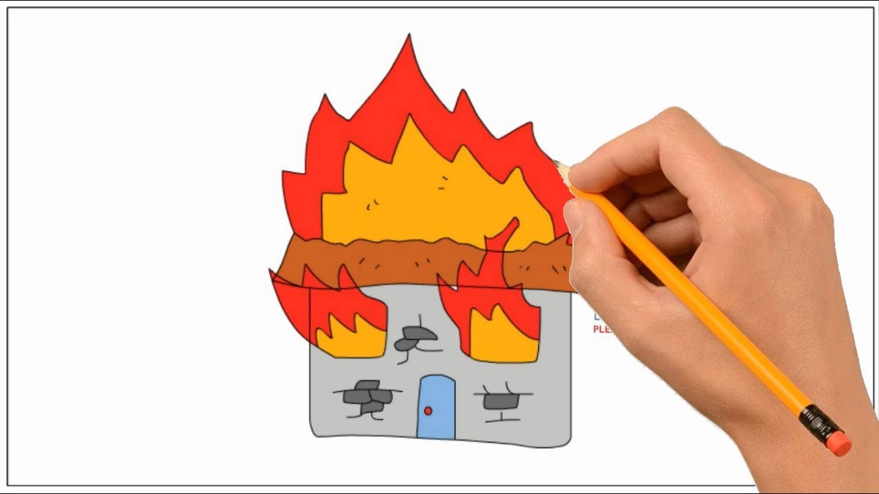 1280x720 How To Draw Burning House Step