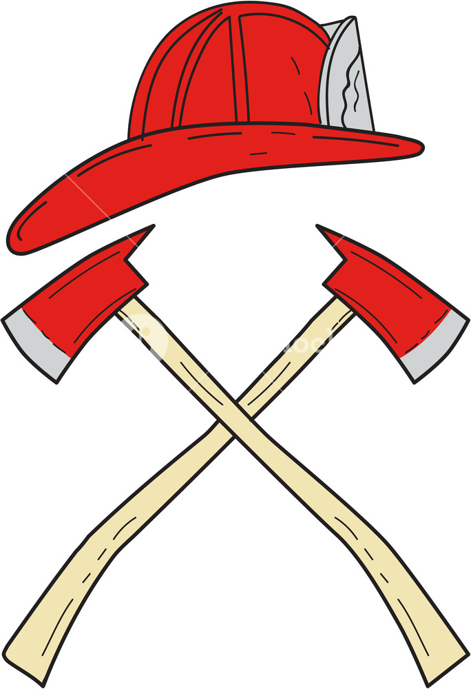 684x1000 Drawing Sketch Style Illustration Of A Fireman Helmet And Two Fire
