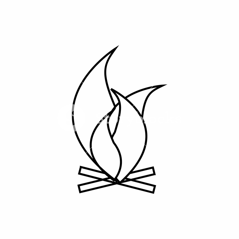 1000x1000 Fire Icon In Outline Style Isolated On White Background Heat