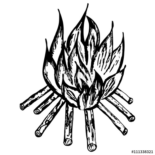 500x500 Hand Drawn Sketch Vector Fire On White Background Stock Image