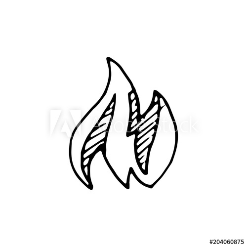 500x500 Handdrawn Fire Doodle Icon Hand Drawn Black Sketch Sign Symbol