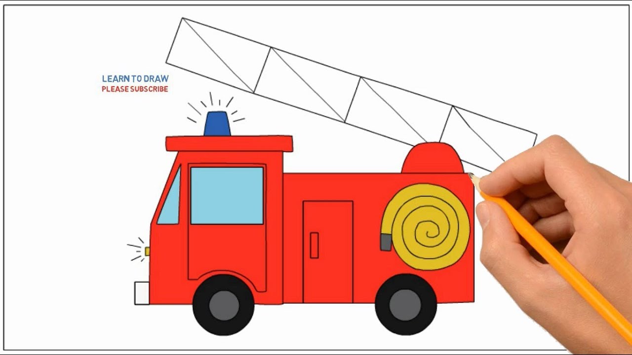 1280x720 How To Draw A Fire Truck Step