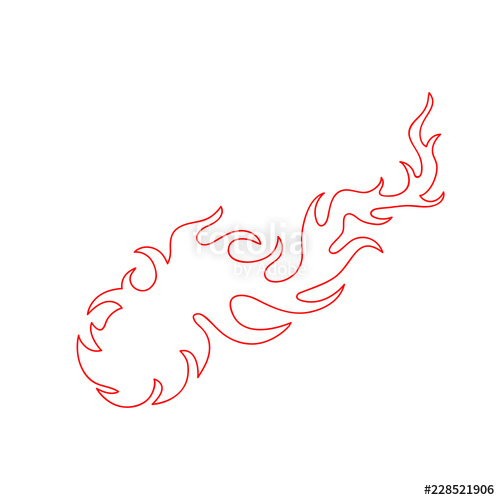 500x500 Blazing Hot Fireball Contour Drawing Bright Fire Flame In Hell