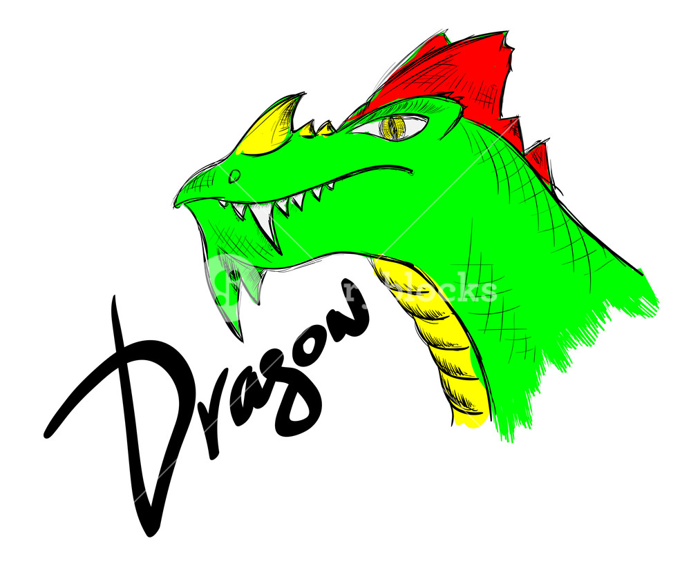 1000x845 Children's Drawing With A Fire Breathing Dragon Vector Sketches