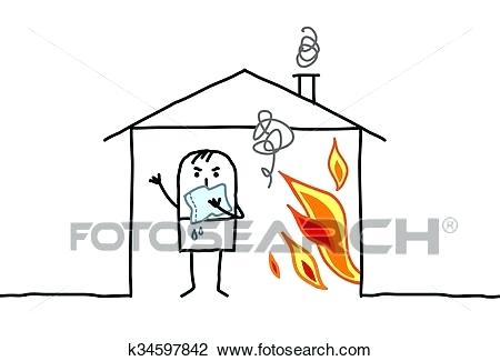 450x325 House On Fire Drawing