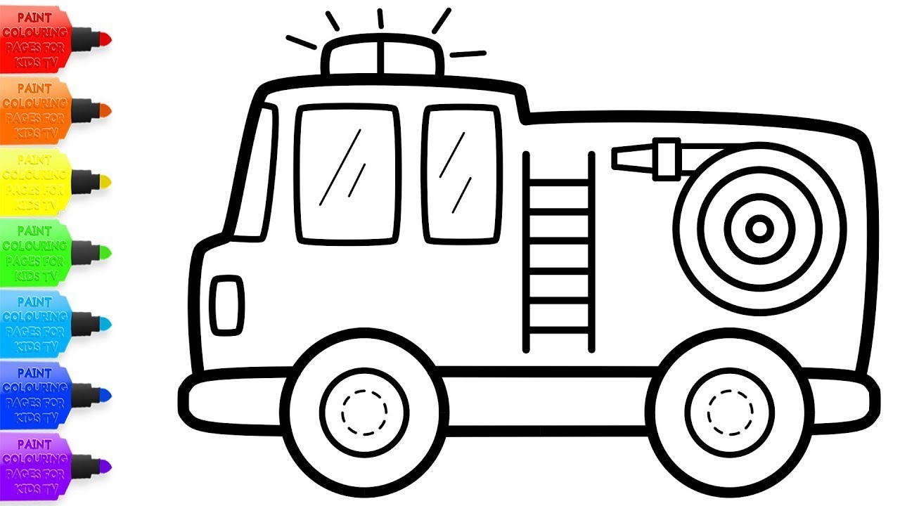 1280x720 fire truck coloring with glitters how to draw set firefighter
