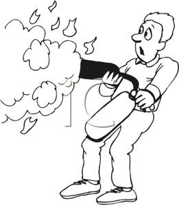261x300 Clipart Of Man And Fire Extinguisher