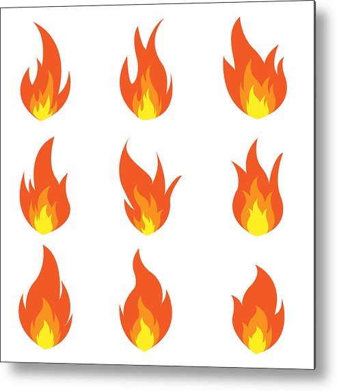 493x572 Fire Flames, Set Vector Icons Metal Print