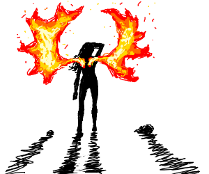 300x250 Silhouette Girl With Fire Wings