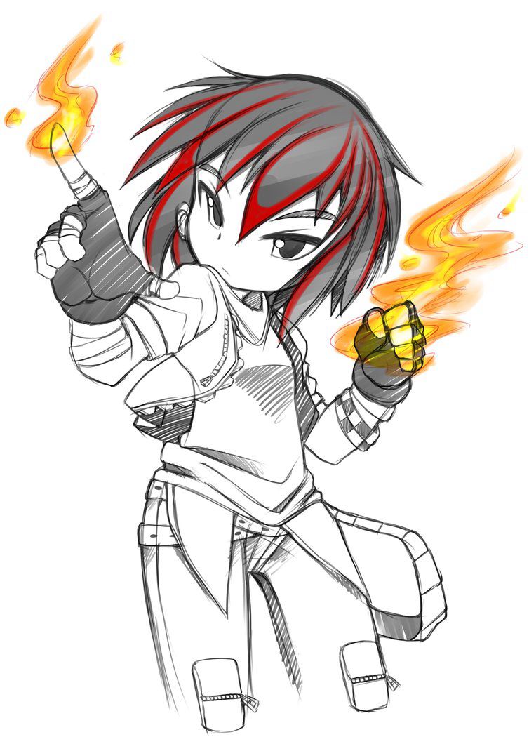 754x1060 Dasketcherz Bleedman Like Girl Black Hair Red Highlights Fire