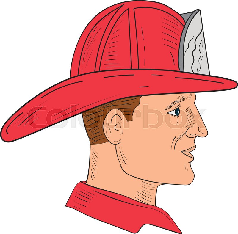 800x787 Drawing Sketch Style Of A Fireman Stock Vector Colourbox
