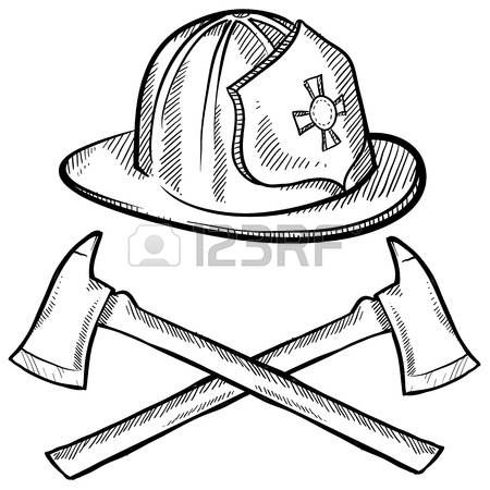 450x450 Doodle Casco Estilo De Bombero Y Los Ejes En Formato Vectorial