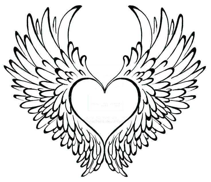 736x637 Heart With Wings Drawings Heart With Wings Tribal