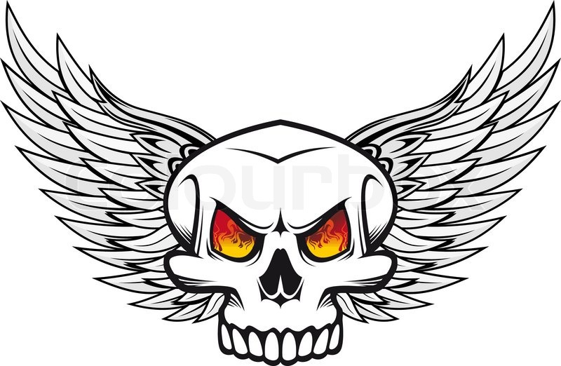 800x522 Skull With Fire Eyes And Wings Stock Vector Colourbox