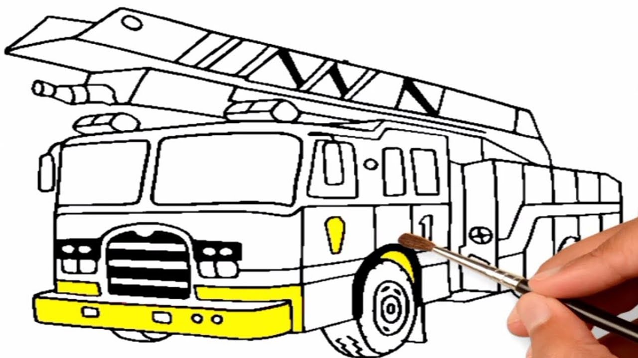 1280x720 Learn Color With Fire Truck How To Draw Fire Truck Coloring