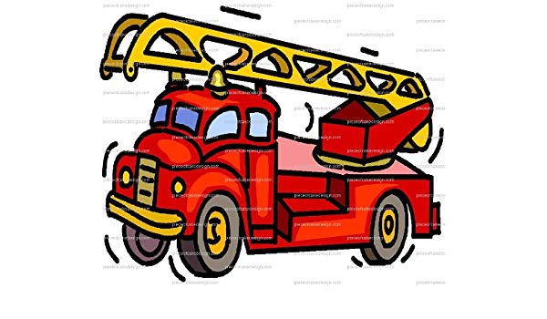600x350 Cartoon Red Firetruck Drawing Birthday Edible