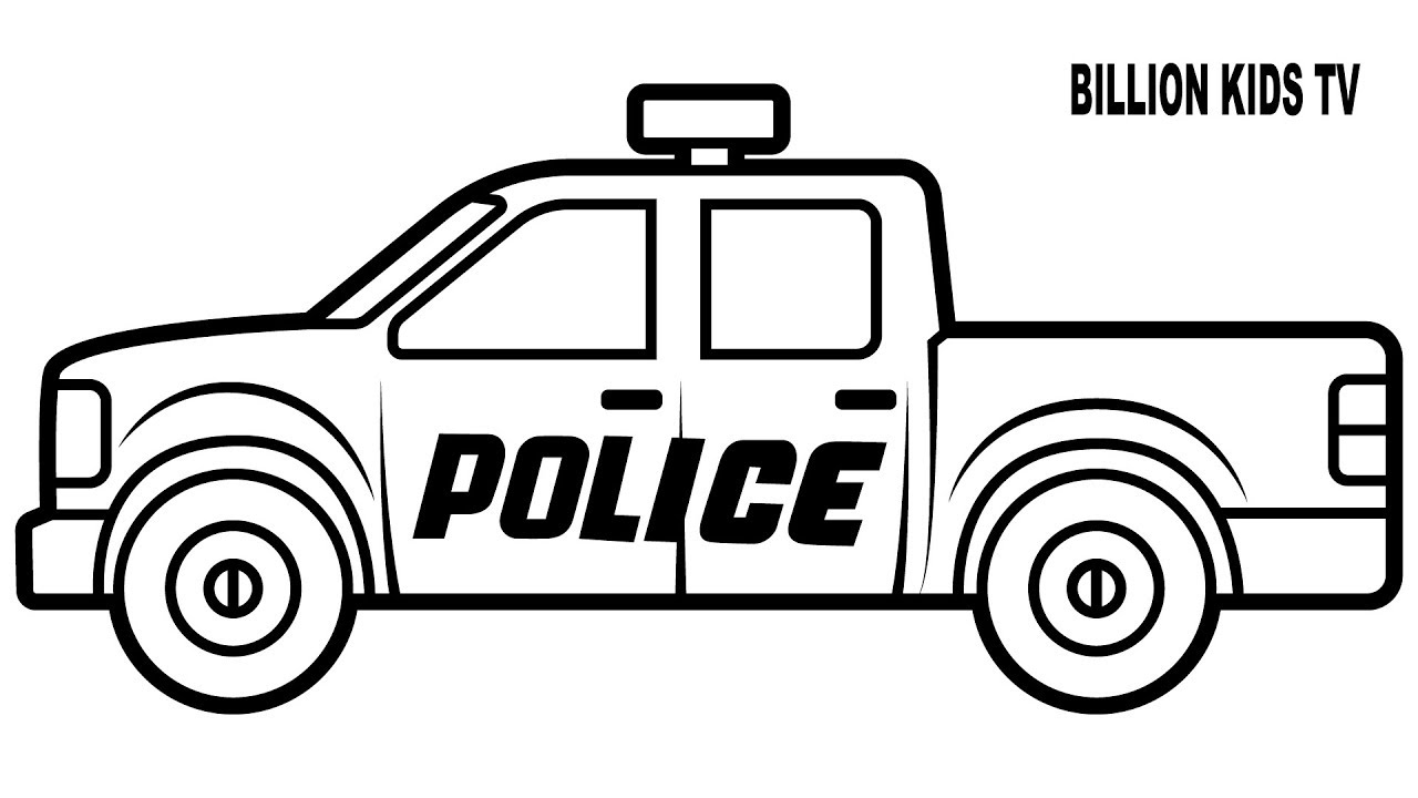 1280x720 Drawing Police Truck Coloring For Kids