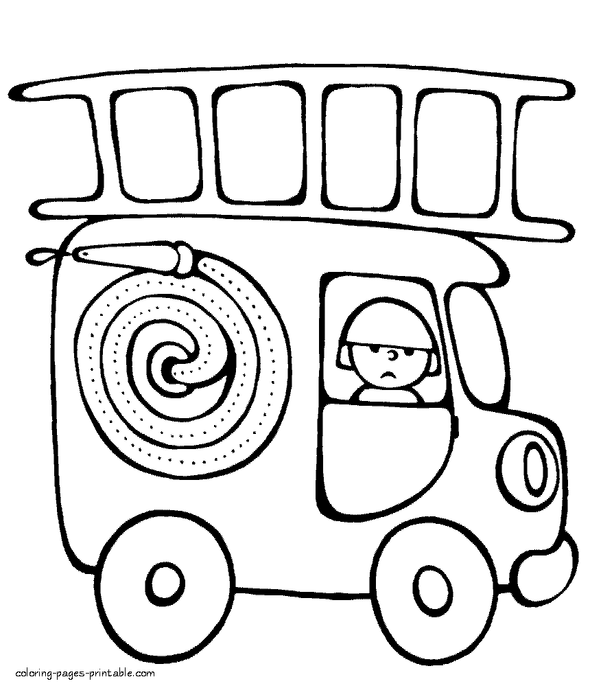 895x1002 Fire Truck Coloring Sheet