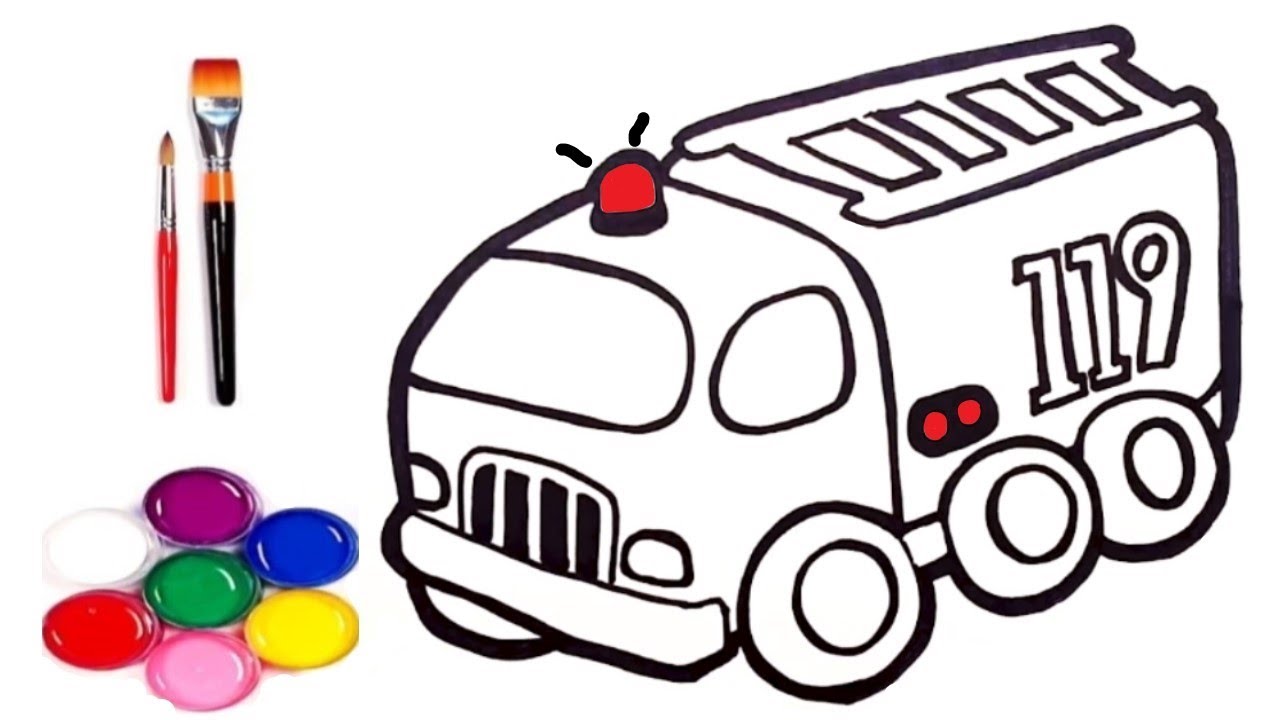 1280x720 Glitter Fire Truck Learn Colors Fire Truck Coloring And Drawing