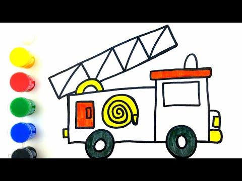 480x360 Teach How To Draw Red Fire Truck Coloring Color Paint Aprender