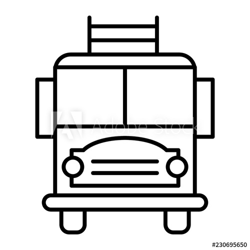 500x500 Fire Engine Thin Line Icon Fire Car With Ladder Vector