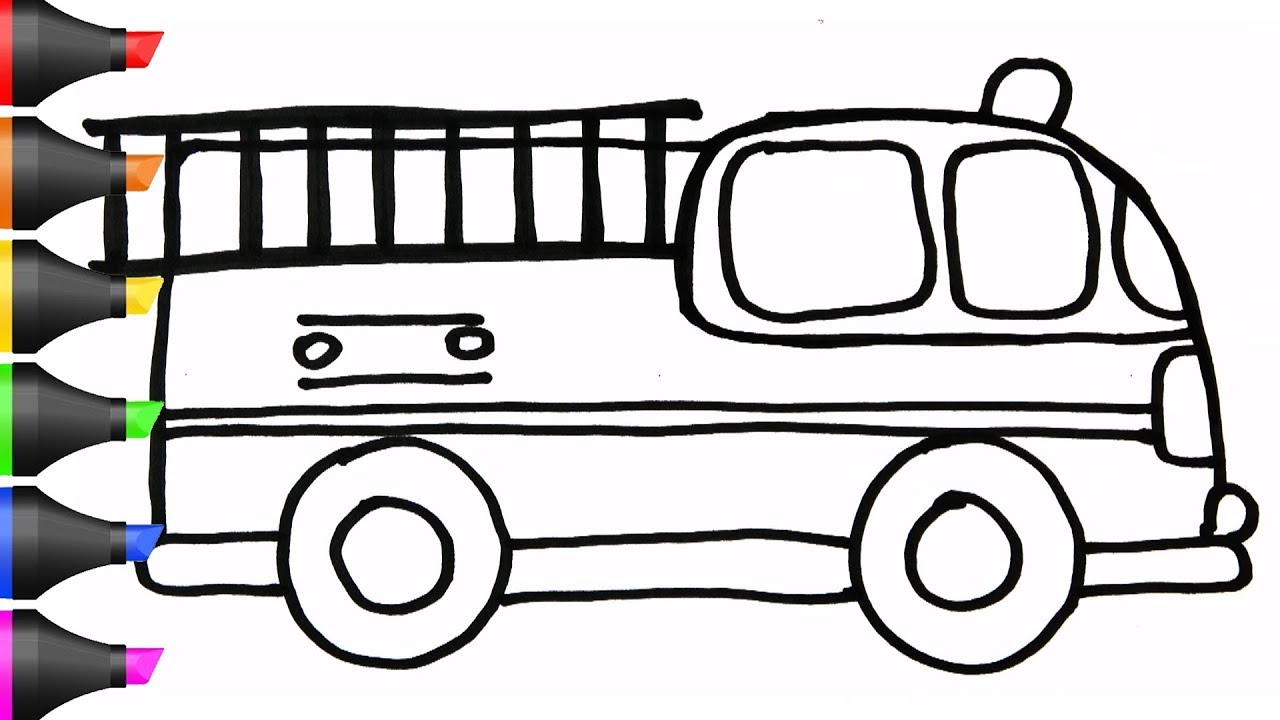 1280x720 Drawing A Fire Truck Coloring Pages Bodraw