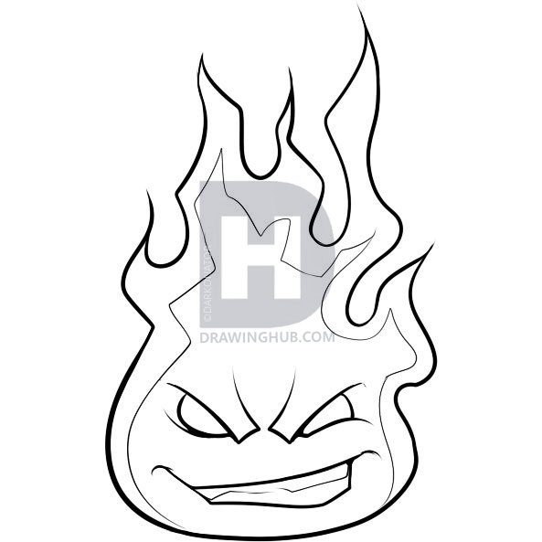 593x593 How To Draw A Fireball, Step