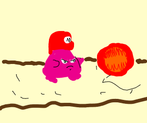 300x250 Mario Kirby Shooting Fireball