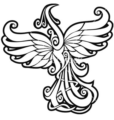 380x400 Firebird Line Art Art Tattoo Line Art, Design, Phoenix Drawing