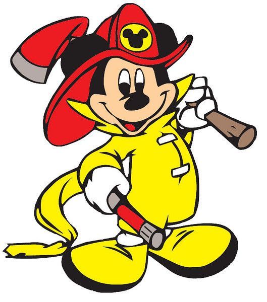 529x600 Cross Stitch Chart, Pattern Mickey, Mouse, Fireman, Fire, Fighter