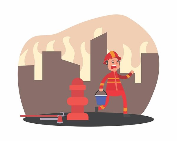 600x480 cute adorable firefighter fireman fire brigade profession cartoon
