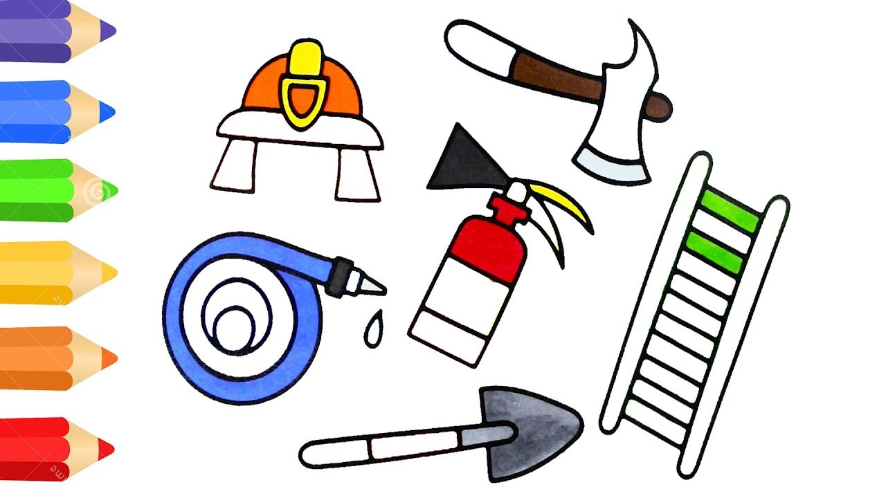 1280x720 How To Draw Firefighter Tool Coloring Pages For Kids Art Colour