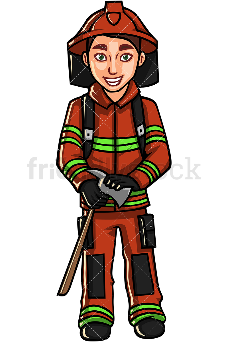 800x1200 Male Firefighter Cartoon Vector Clipart