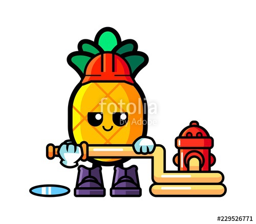 500x438 Pineapple Firefighter Mascot Cartoon Illustration Stock Photo
